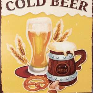 Metalen Retrobord Cold Beer premium lager