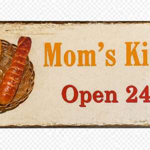 Metalen Retrobord Mom's Kitchen Open 24 Hours
