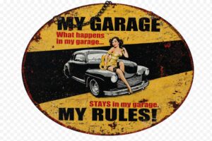 Metalen Retrobord My Garage