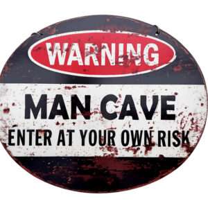 Metalen Retrobord Warning Man Cave Enter At Your Own Risk
