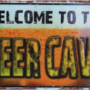 Metalen Retrobord Welcome to the beercave